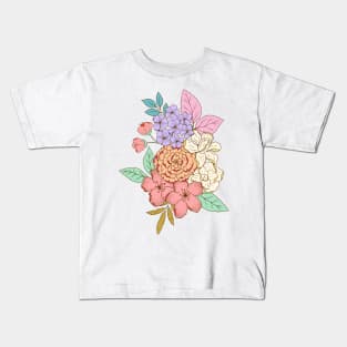 Vintage flower botanical design in off white Kids T-Shirt